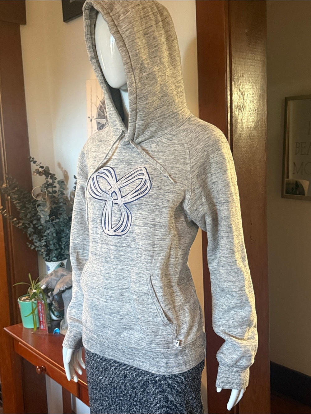 TNA size L, like new Gray Women's Hooded Sweatshirt with Embroidered Logo